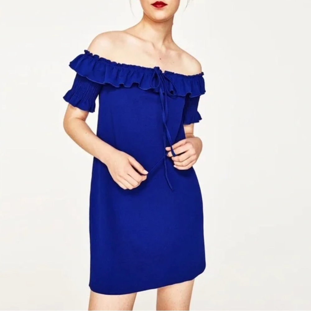 Zara Blue Off-Shoulder Dress